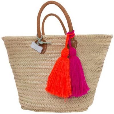 Olivia Large Basket Bag with Short Tan Leather Handles